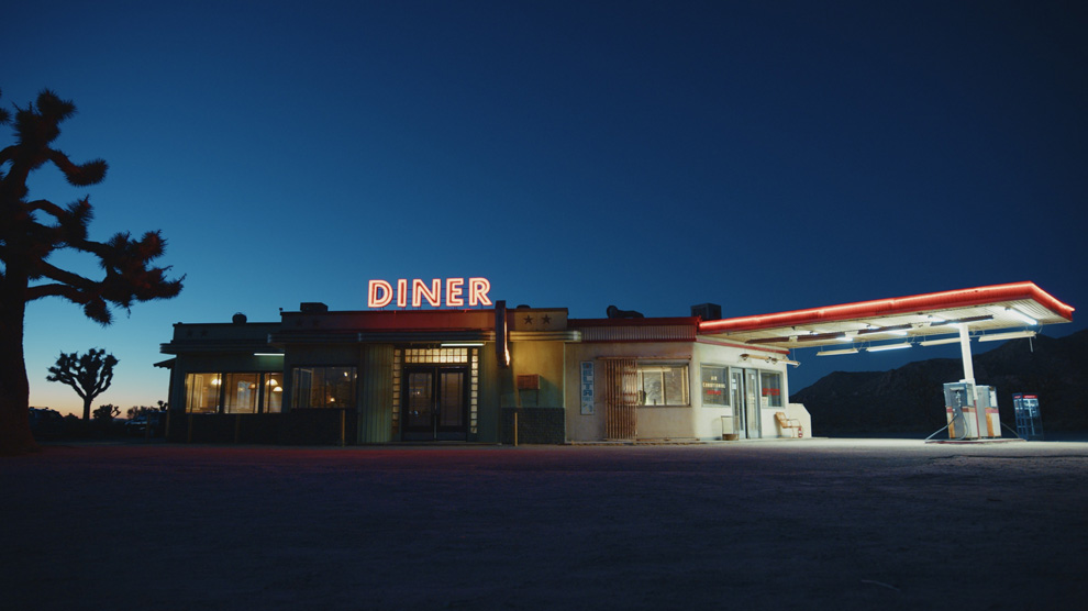 Diner at Night: night exterior frame shot on the Cinema Camera 6K