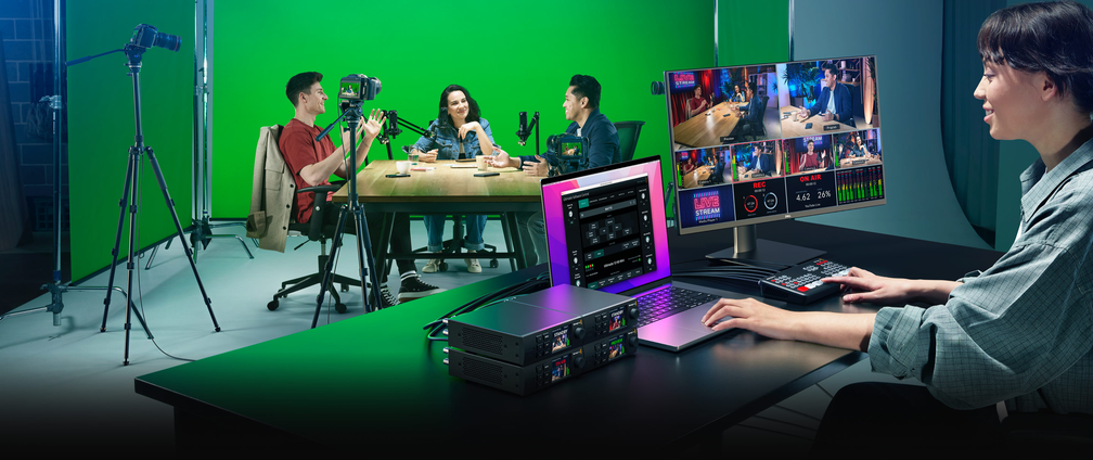 Professional podcast and green screen studio