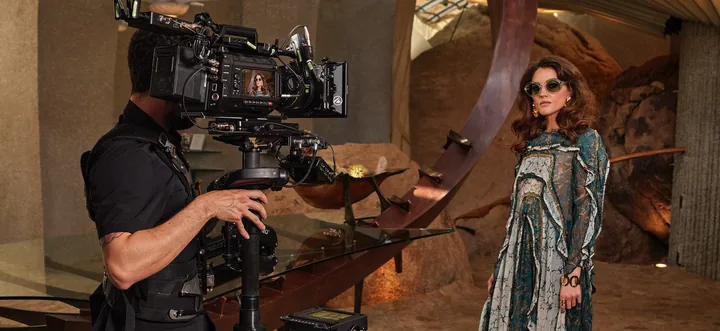Professional cinema camera on a film production