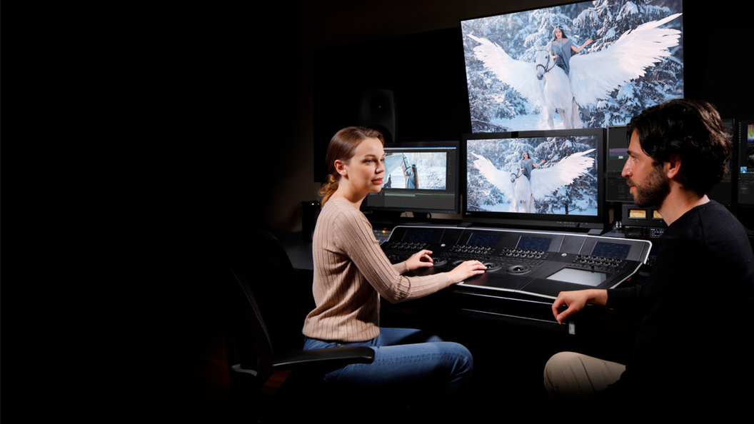 Colorists working in a Dolby Vision HDR suite