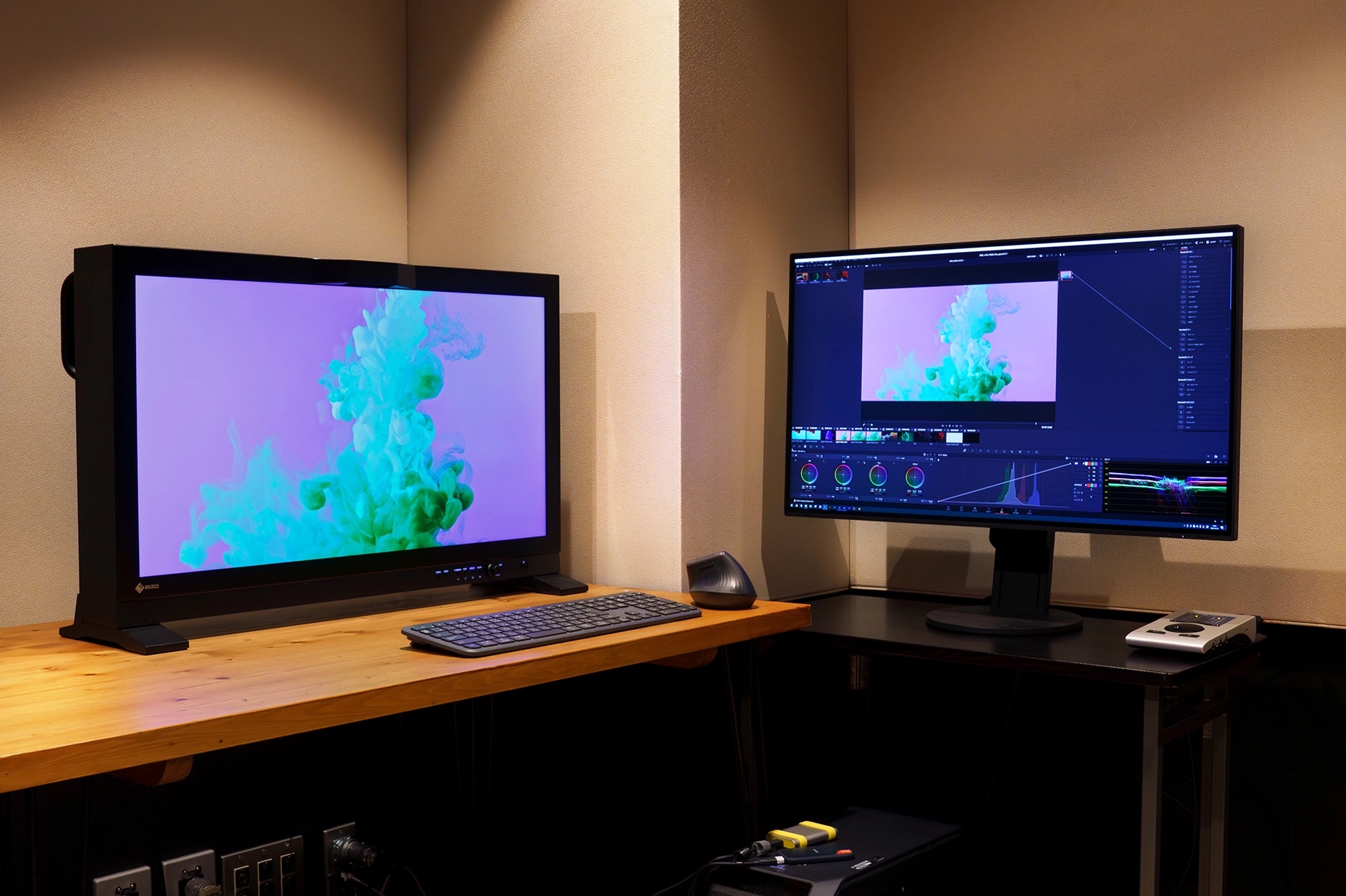 EIZO ColorEdge monitors in a professional color grading workstation