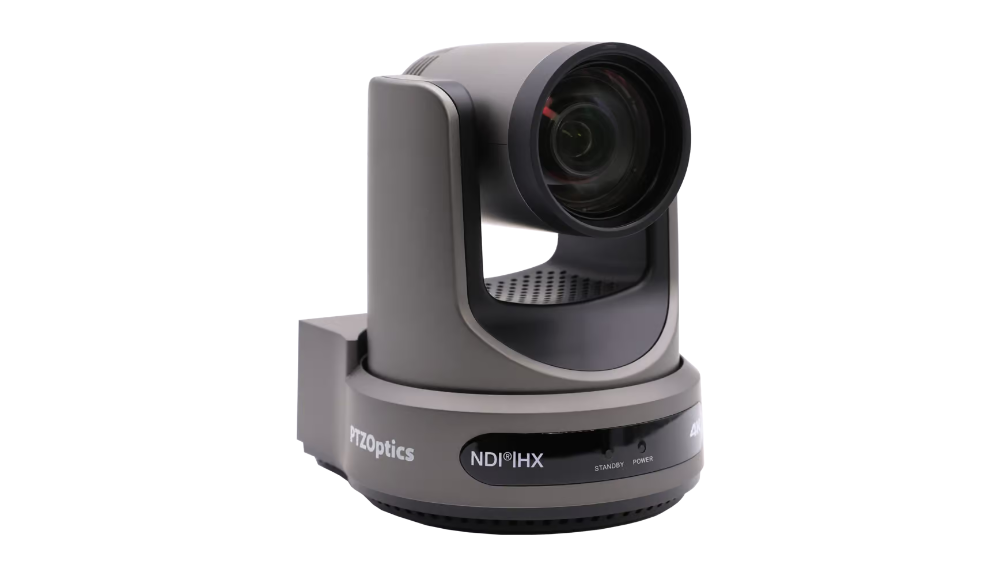 PTZOptics Move 4K PTZ camera with AI auto-tracking, front view