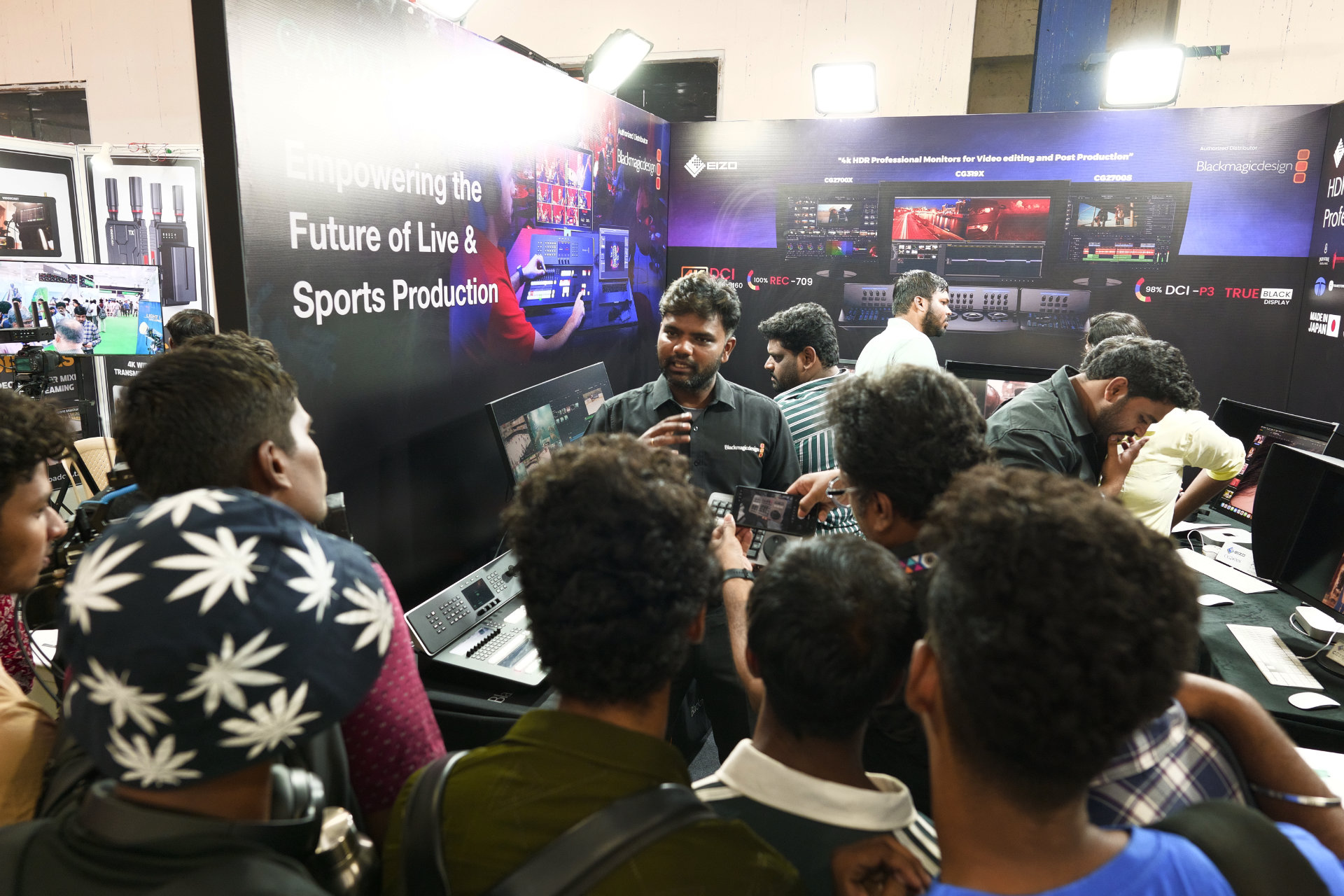 Camixel team demonstrating live production equipment at Broadcast Show 2025