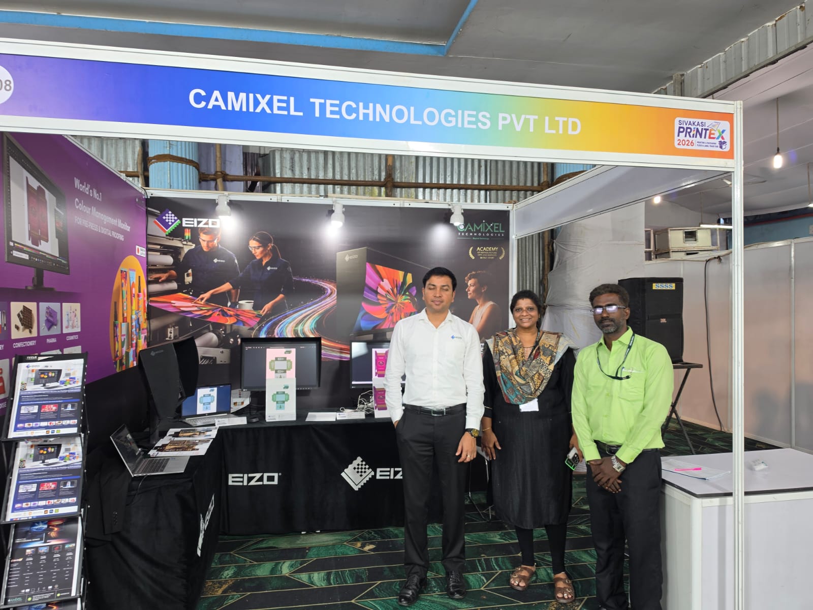 Camixel and EIZO colour management display booth at Sivakasi Printex 2026